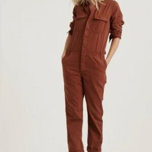 LUCKY BRAND RUST UTILITY JUMPSUIT size large women's